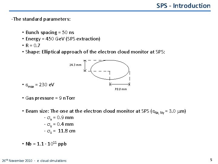 SPS - Introduction -The standard parameters: • Bunch spacing = 50 ns • Energy