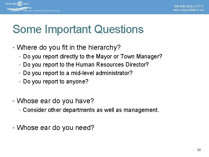 800 -949 -4232 (V/TTY) www. adagreatlakes. org Some Important Questions • Where do you