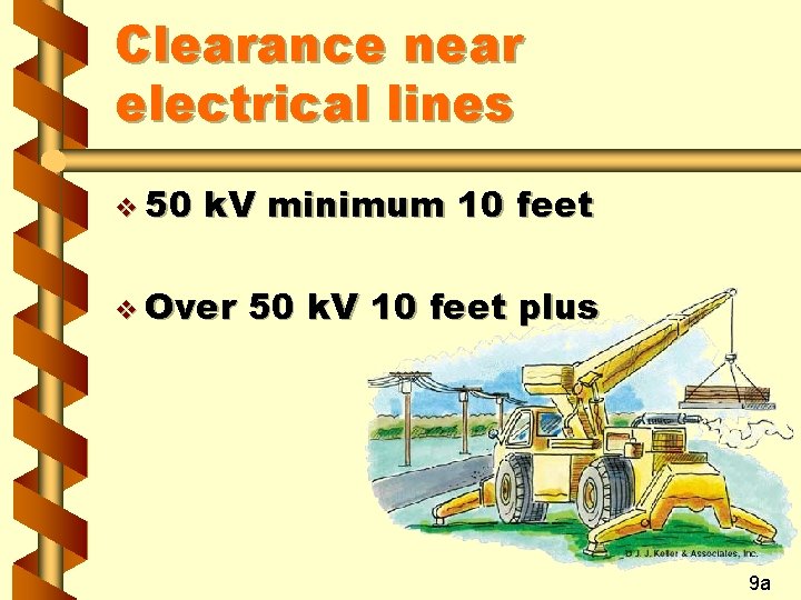 Clearance near electrical lines v 50 k. V minimum 10 feet v Over 50