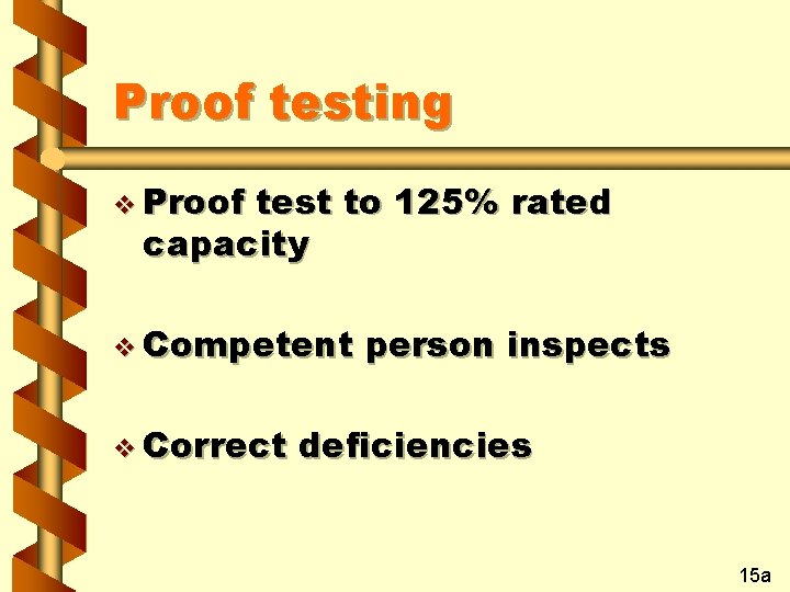 Proof testing v Proof test to 125% rated capacity v Competent v Correct person