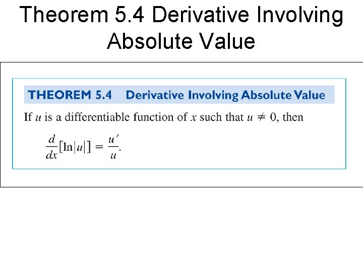 Theorem 5. 4 Derivative Involving Absolute Value 