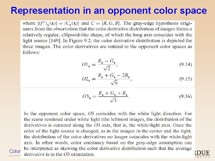 Representation in an opponent color space Color in Computer Vision – 2019 