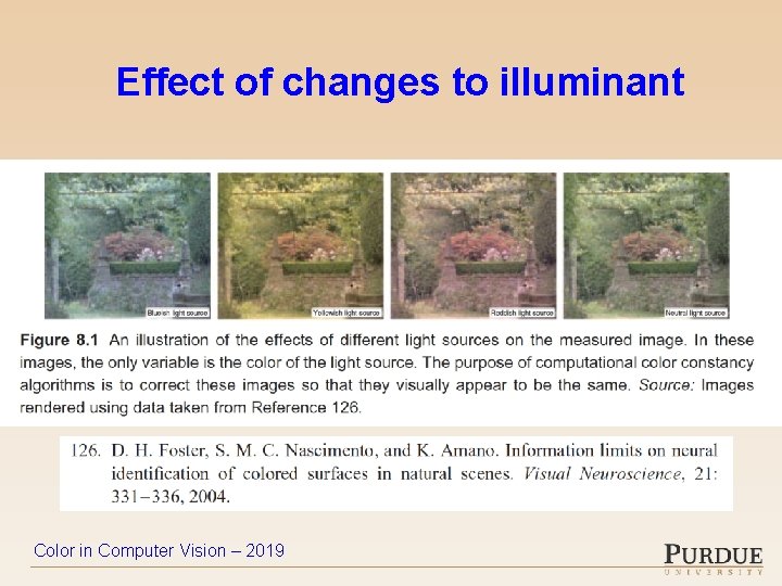 Effect of changes to illuminant Color in Computer Vision – 2019 