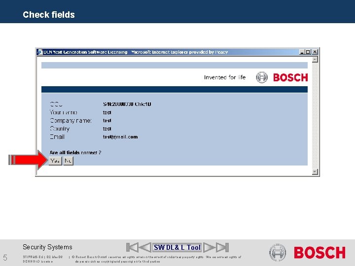 Check fields Security Systems 5 ST/PRM 3 -EU | 02. Mar. 06 DCNNG IO