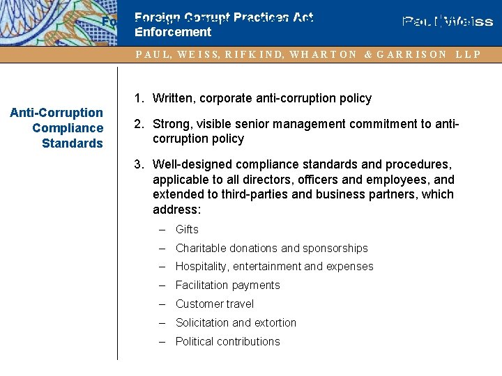 Foreign Corrupt Practices Act (FCPA): Current Anti-corruption Enforcement Compliance Best Practices P A U