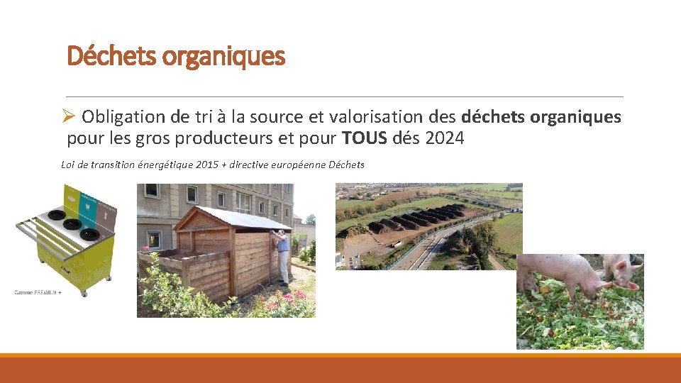 Déchets organiques Ø Obligation de tri à la source et valorisation des déchets organiques