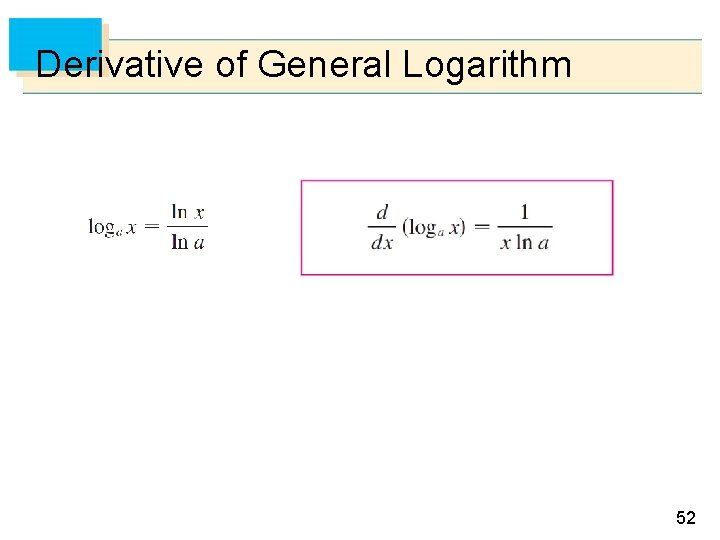 Derivative of General Logarithm 52 