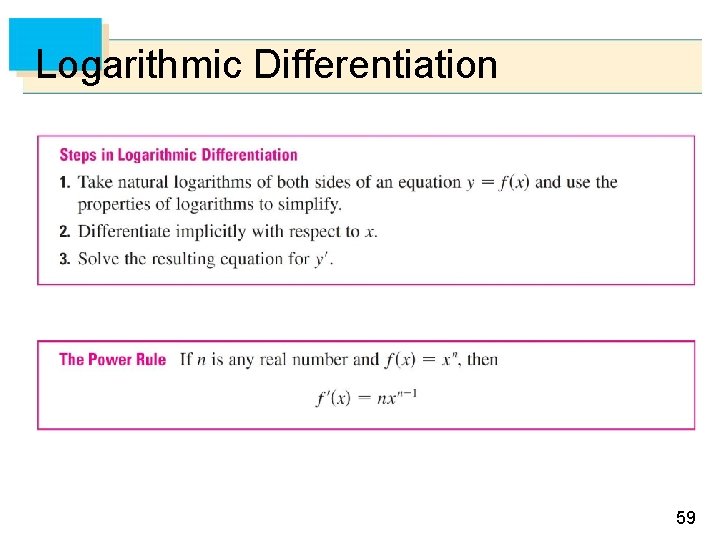 Logarithmic Differentiation 59 