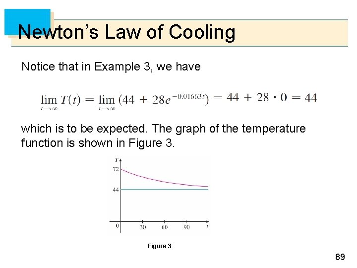 Newton’s Law of Cooling Notice that in Example 3, we have which is to