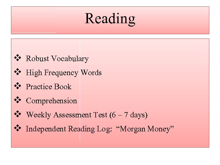 Reading v v v Robust Vocabulary High Frequency Words Practice Book Comprehension Weekly Assessment