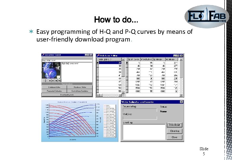 ¬ Easy programming of H-Q and P-Q curves by means of user-friendly download program.