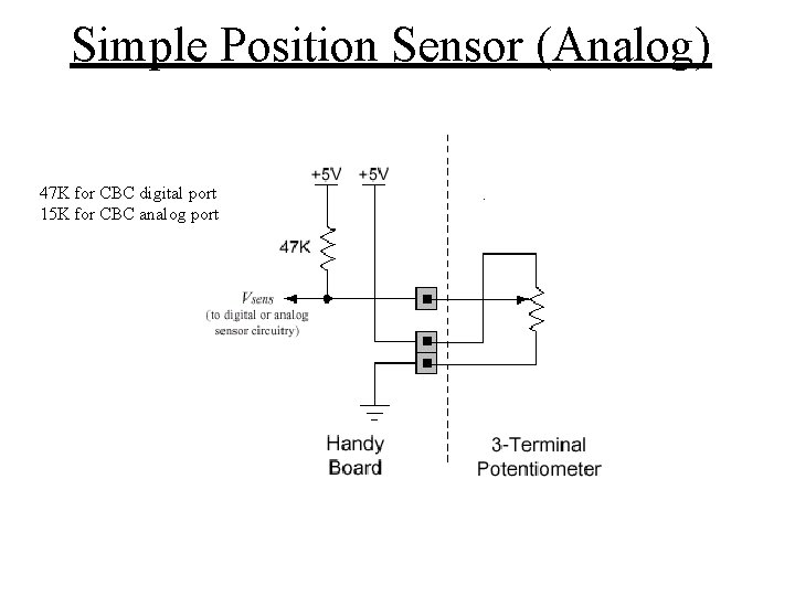 Simple Position Sensor (Analog) 47 K for CBC digital port 15 K for CBC