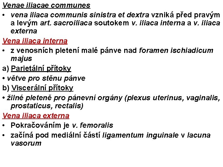 Venae iliacae communes • vena iliaca communis sinistra et dextra vzniká před pravým a