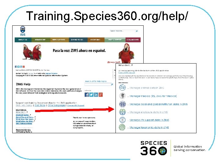 Training. Species 360. org/help/ 