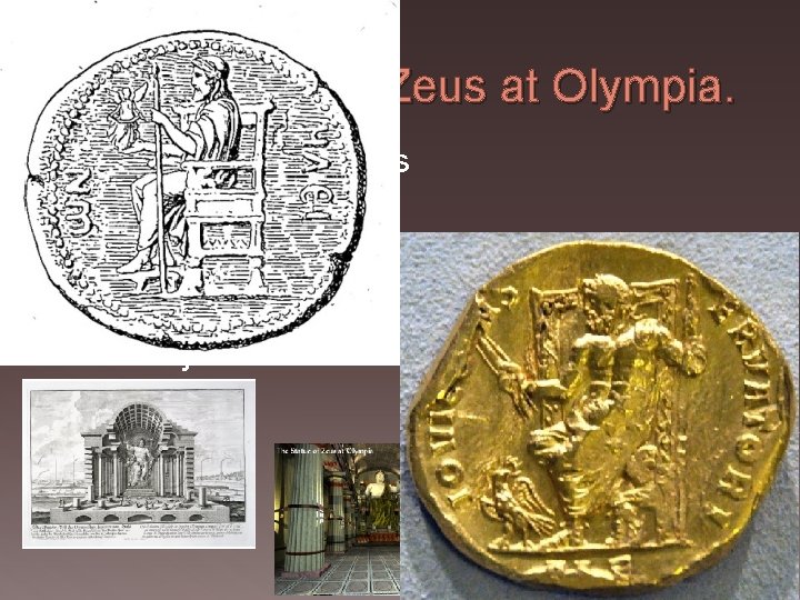 The Statue of Zeus at Olympia. Greek sculptor Phidas 432 years BC Olympia –