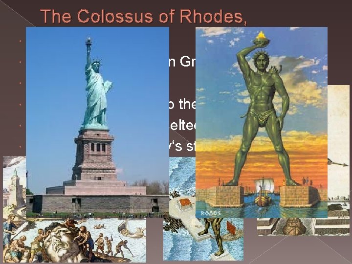 The Colossus of Rhodes, God of the sun entrance to the port in Greece