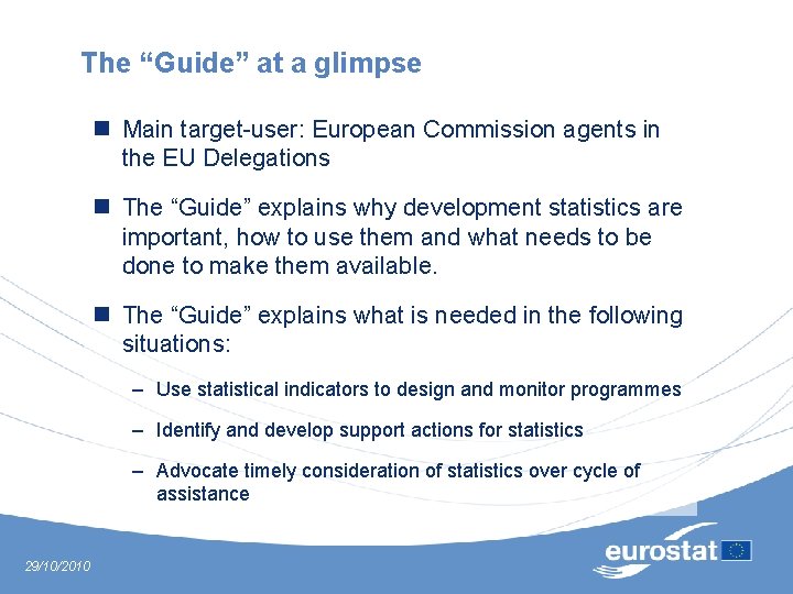 Guide to statistics in European Commission Development Cooperation