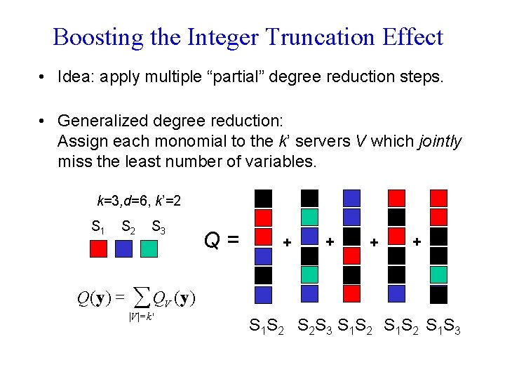 Boosting the Integer Truncation Effect • Idea: apply multiple “partial” degree reduction steps. •