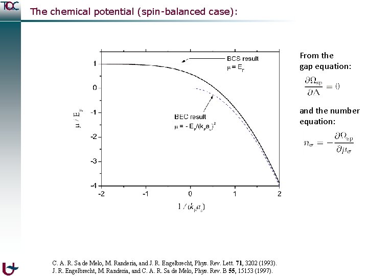 The chemical potential (spin-balanced case): From the gap equation: and the number equation: C.