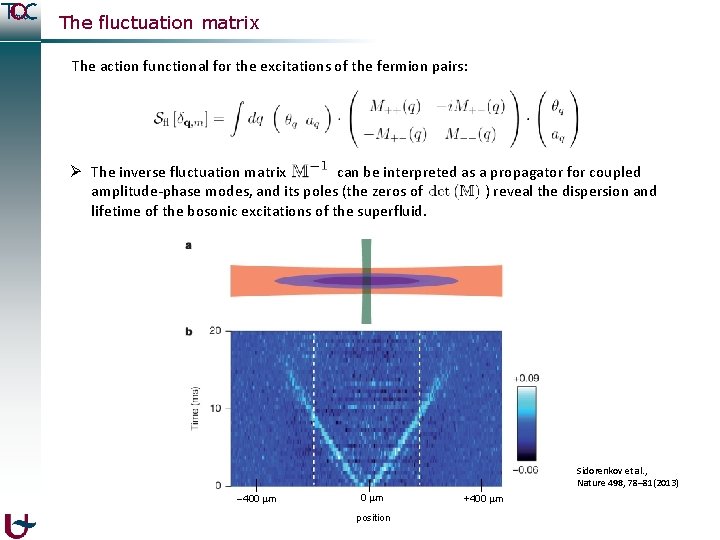 The fluctuation matrix The action functional for the excitations of the fermion pairs: Ø