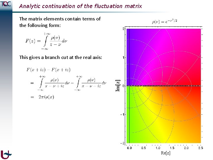 Analytic continuation of the fluctuation matrix The matrix elements contain terms of the following