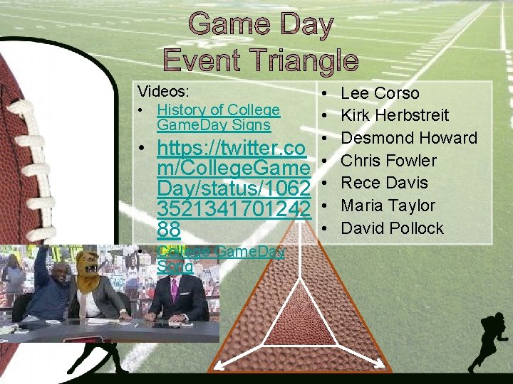 Videos: • History of College Game. Day Signs • https: //twitter. co m/College. Game