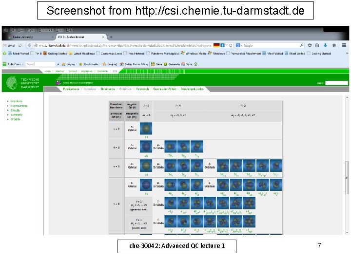 Screenshot from http: //csi. chemie. tu-darmstadt. de che-30042: Advanced QC lecture 1 7 