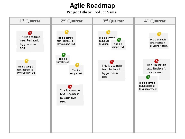Agile Roadmap Project Title or Product Name 1 st Quarter This is a sample