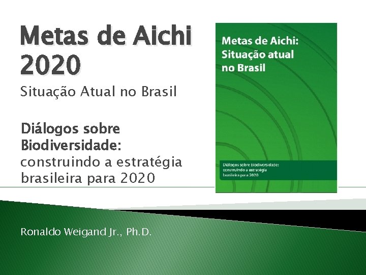 Metas de Aichi 2020 Situação Atual no Brasil Diálogos sobre Biodiversidade: construindo a estratégia