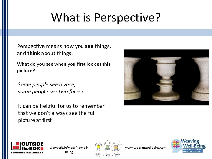 What is Perspective? Perspective means how you see things, and think about things. What