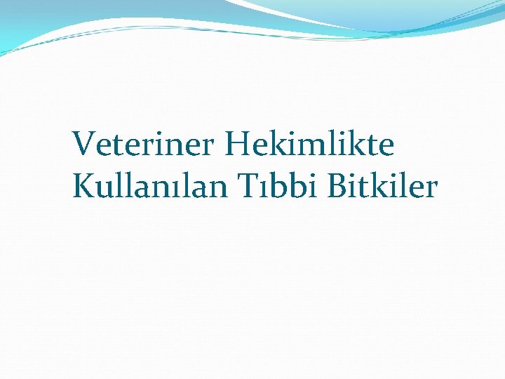 Veteriner Hekimlikte Kullanılan Tıbbi Bitkiler 