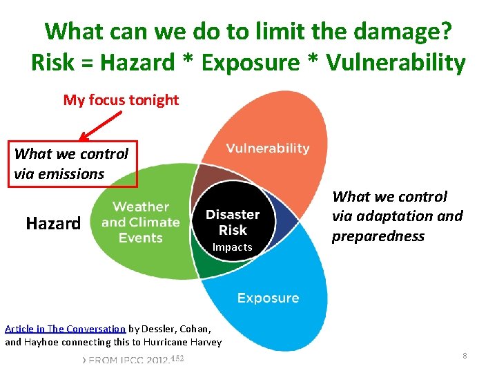 What can we do to limit the damage? Risk = Hazard * Exposure *