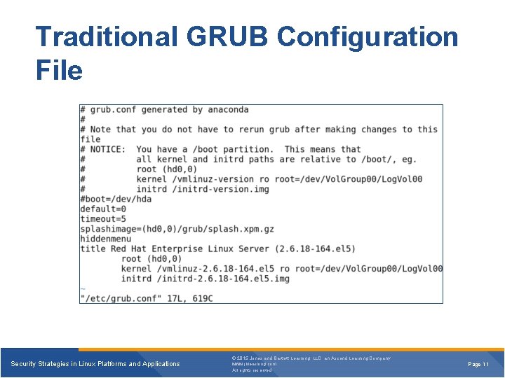 Traditional GRUB Configuration File Security Strategies in Linux Platforms and Applications © 2015 Jones