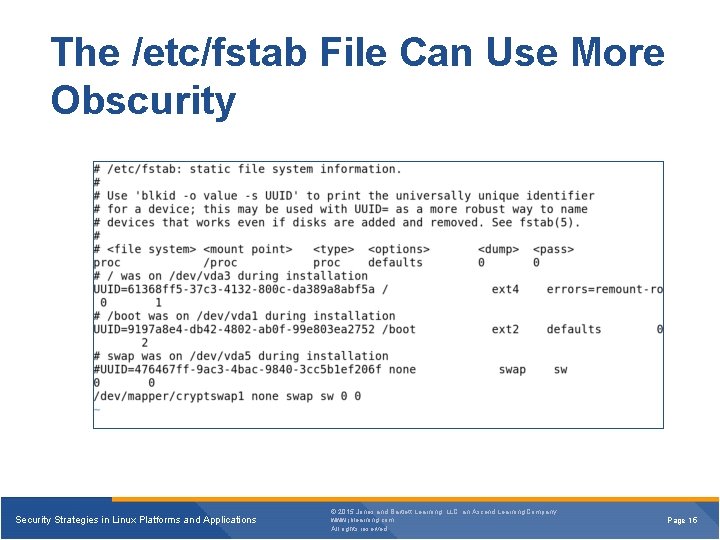 The /etc/fstab File Can Use More Obscurity Security Strategies in Linux Platforms and Applications