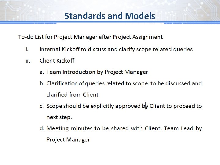 Standards and Models 