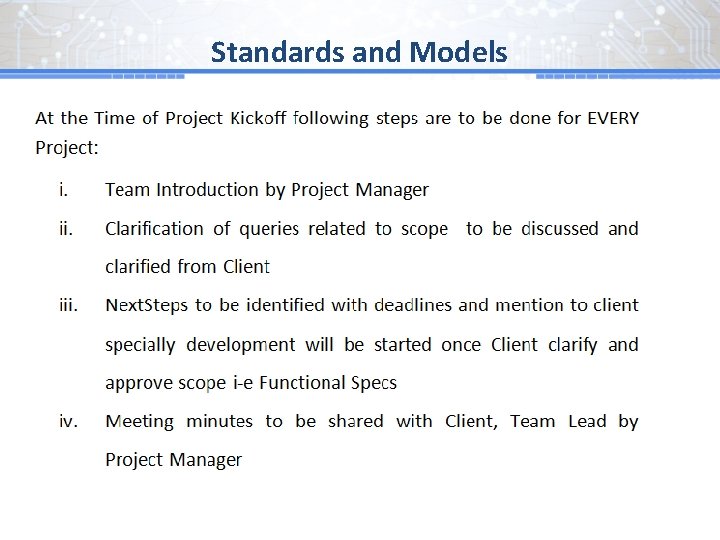 Standards and Models 