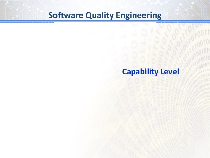 Software Quality Engineering Capability Level 