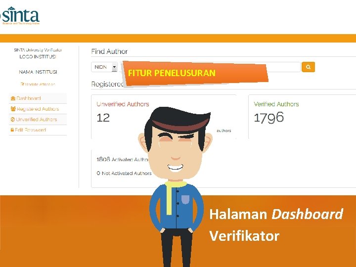 FITUR PENELUSURAN Halaman Dashboard Verifikator 