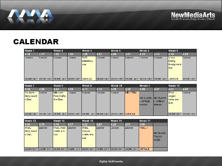 CALENDAR Digital Multimedia 