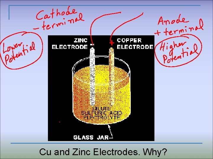 Cu and Zinc Electrodes. Why? 