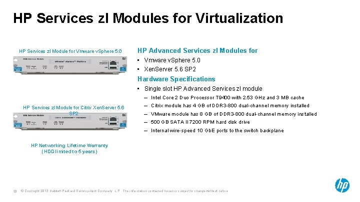 HP Services zl Modules for Virtualization HP Services zl Module for Vmware v. Sphere