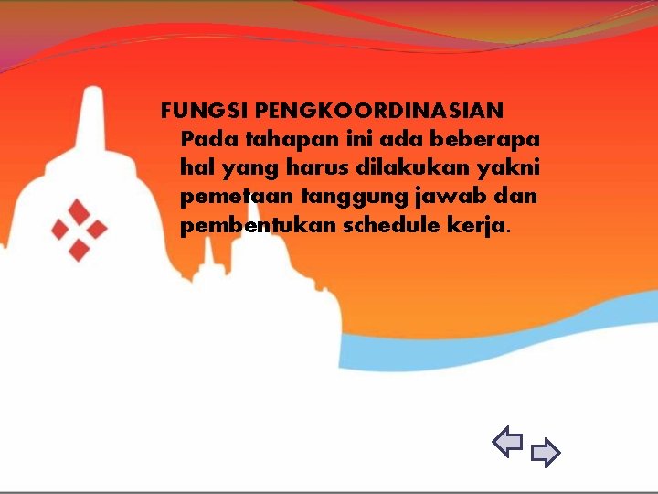 FUNGSI PENGKOORDINASIAN Pada tahapan ini ada beberapa hal yang harus dilakukan yakni pemetaan tanggung