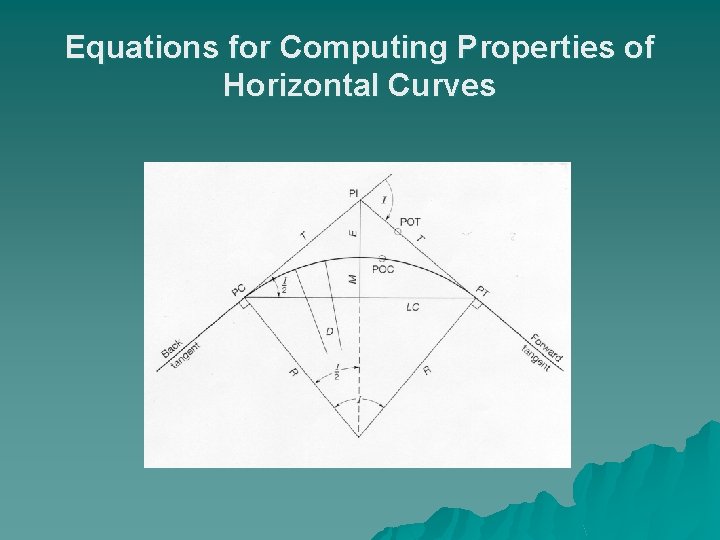 Equations for Computing Properties of Horizontal Curves 