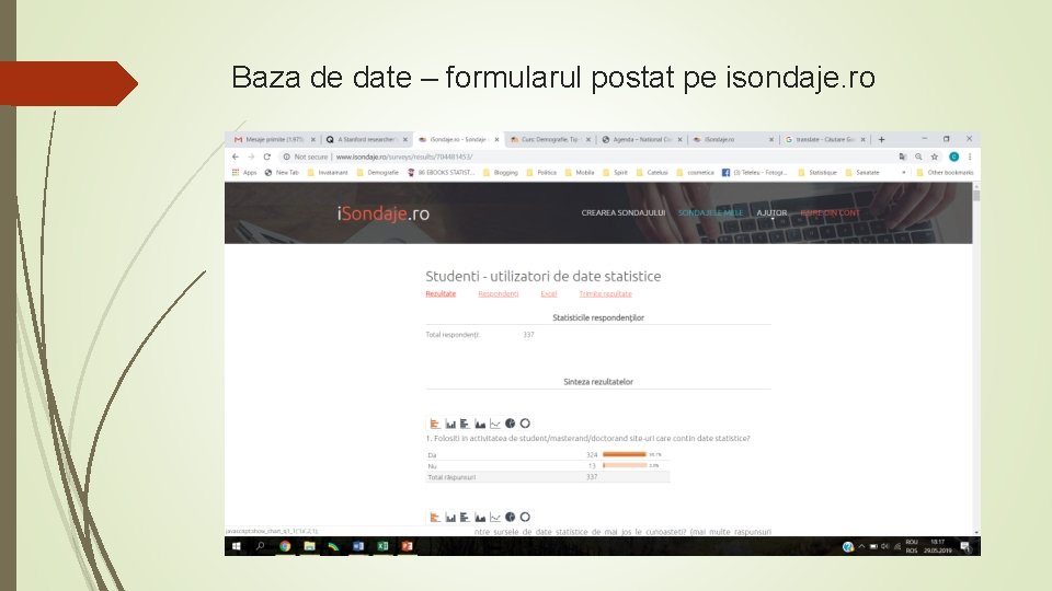Baza de date – formularul postat pe isondaje. ro 
