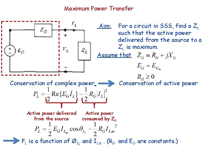 Maximum Power Transfer Aim: For a circuit in SSS, find a ZL such that Maximum Power Transfer Aim: For a circuit in SSS, find a ZL such that