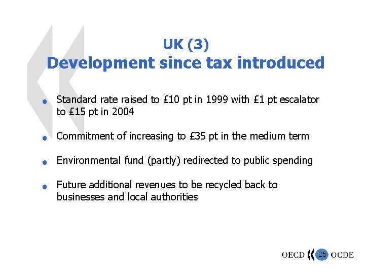 UK (3) Development since tax introduced n Standard rate raised to £ 10 pt