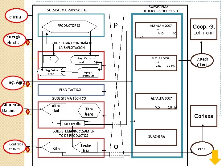 SUBSISTEMA BIOLÓGICO-PRODUCTIVO SUBSISTEMA PSICOSOCIAL clima P PRODUCTORES Energia electr. ALFALFA 2007 + V. O.