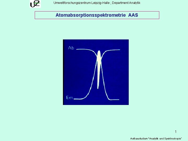 Umweltforschungszentrum Leipzig-Halle ; Department Analytik Atomabsorptionsspektrometrie AAS 1 Aufbaustudium "Analytik und Spektroskopie“ 