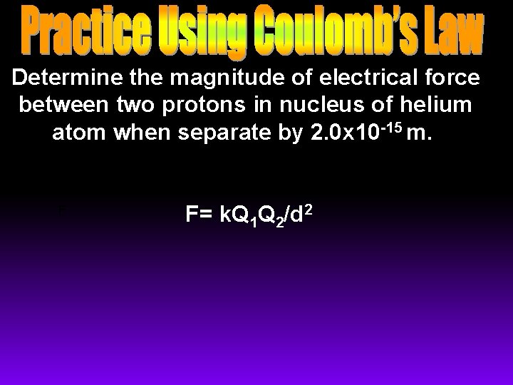 Determine the magnitude of electrical force between two protons in nucleus of helium atom