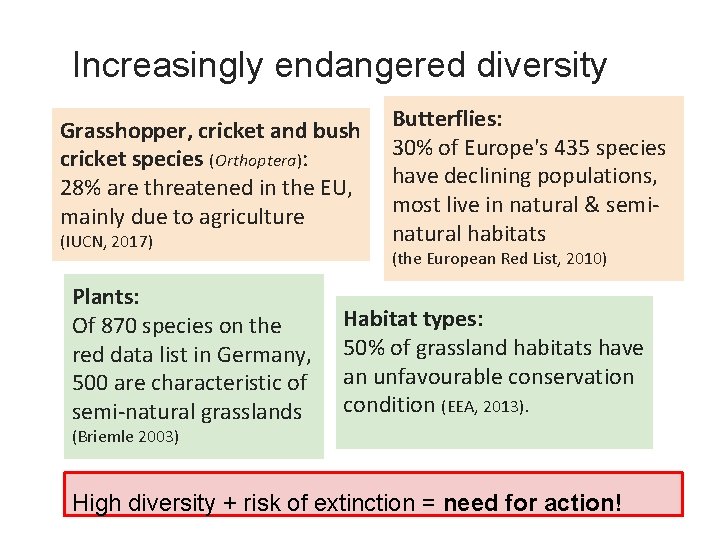 Increasingly endangered diversity Grasshopper, cricket and bush cricket species (Orthoptera): 28% are threatened in